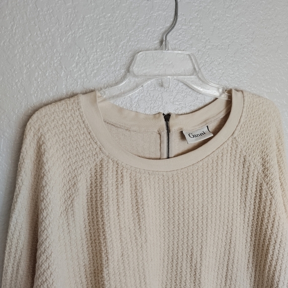 GANNI textured crew neck pullover back zip sweater sz L - Picture 2 of 8